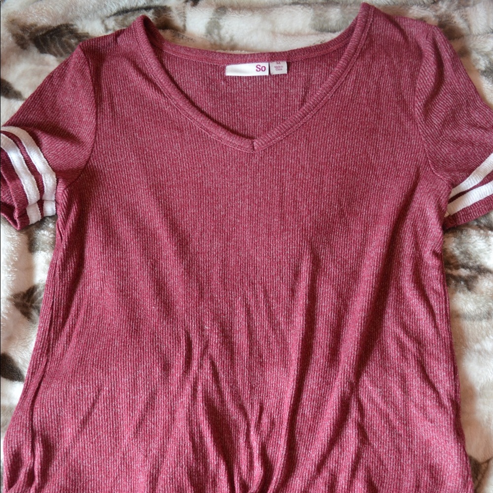 Knitted V-Neck SO Tee w/ Tassel